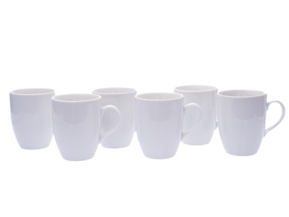 Sada bílých hrnků, 370ml, Eva, český porcelán Thun, 6 ks