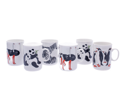 Sada hrnků, Zoo, 250 ml, 6 ks, Český porcelán Dubí, 2. jakost