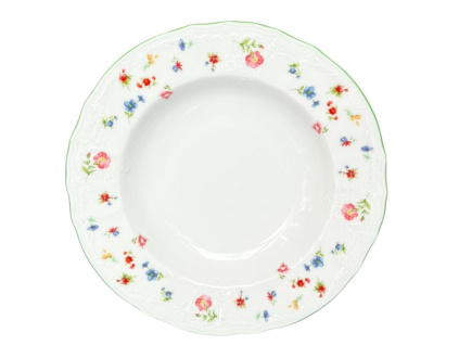 Bernadotte, talíř hluboký, 23 cm, luční květiny, porcelán Thun