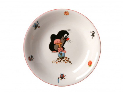 Krteček a rýč, hluboký talíř, 20cm, český porcelán, Thun