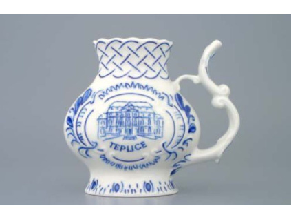 Pohárek lázeňský reliéfní Teplice 12 cm, cibulák, Český porcelán