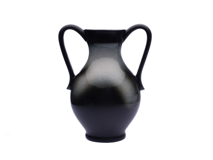 Váza, 38 cm, 2 ucha, keramická, černá