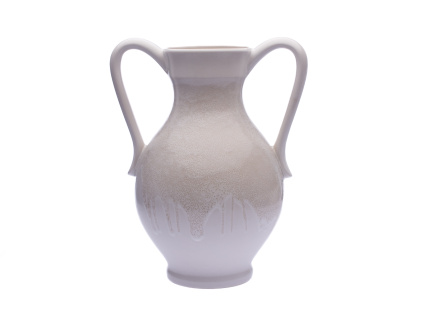 Váza, 38 cm, 2 ucha, keramická, bílá