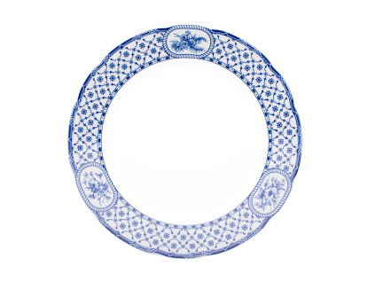 Mísa mělká, český porcelán, Rose, 30 cm, modrá stuha, Thun