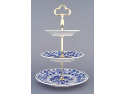 Etažér 3-dílný - talíře plné  15+19+24 cm,  cibulák, Český porcelán