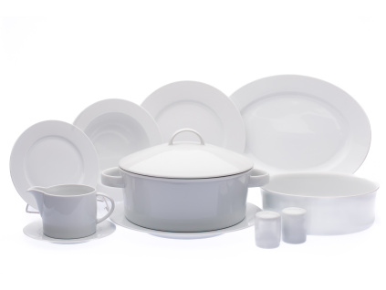 Jídelní souprava, bílá, český porcelán, Ella, Thun, 27 d.
