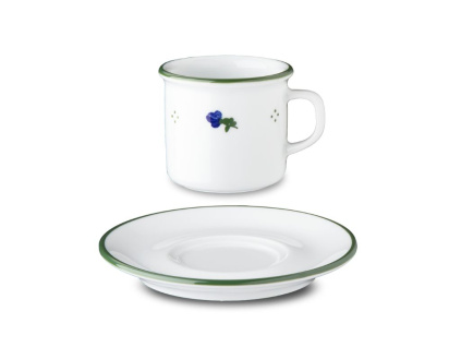 Šálek s podšálkem na espresso, 80 ml, modré kytičky, G. Benedikt