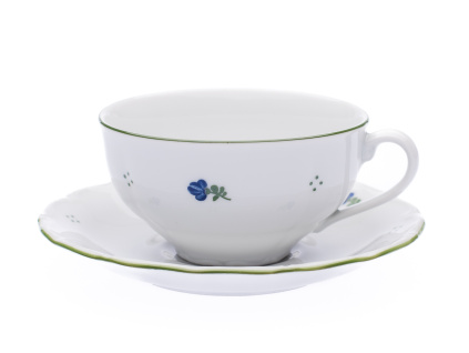 Šálek s podšálkem nízký, kytičky, 250 ml, porcelán, G. Benedikt