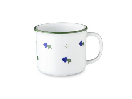 Porcelánový hrnek plecháček, 180 ml, modré kytičky, G. Benedikt