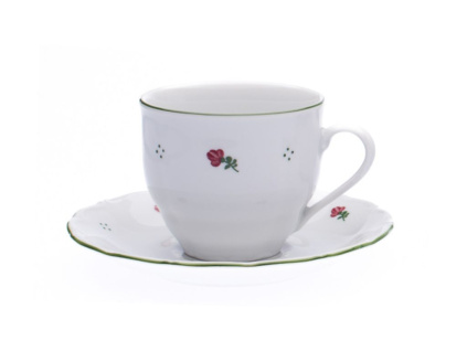 Šálek s podšálkem, růžové kytičky, 250 ml, porcelán, G. Benedikt