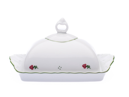 Máslenka, český porcelán, Verona, 250 g, růžové kytičky, G. Benedikt