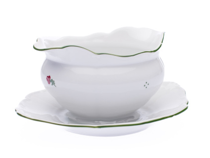 Omáčník, český porcelán, Verona, 0,45 l, růžové kytičky, G. Benedikt