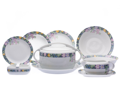 Jídelní souprava, barevné květy, Thun, Stará Role, 24 d.