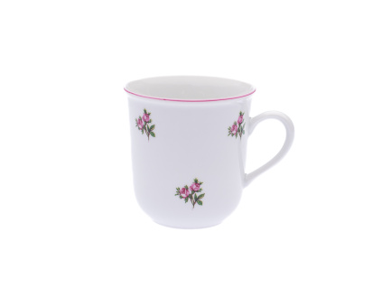 Malý hrnek, házenky s růžovou linkou, 0,17 l, Český porcelán