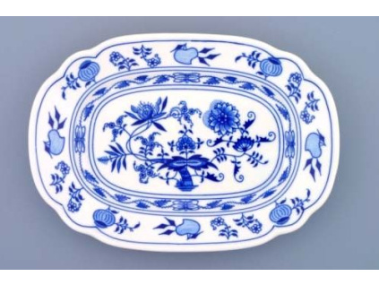 Mísa plochá hranatá  24 cm,  cibulák, Český porcelán