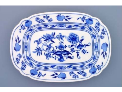 Mísa plochá hranatá  28 cm,  cibulák, Český porcelán