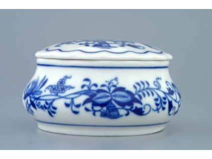 Dóza šperkovnice kulatá s víčkem 9 cm, cibulák, Český porcelán