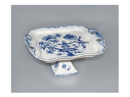 Podnos Aida čtvercový na noze 30 x 25 cm, cibulák, Český porcelán