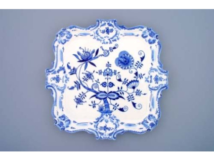 Podnos reliéfní 35 x 35 cm, cibulák, Český porcelán