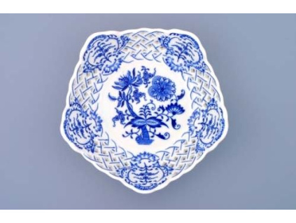 Mísa pětihranná prolamovaná 19 cm, cibulák, Český porcelán