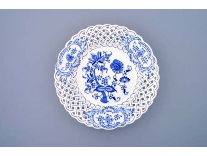 Talíř prolamovaný  27 cm, cibulák, Český porcelán