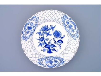 Talíř reliéfní  24 cm, cibulák, Český porcelán
