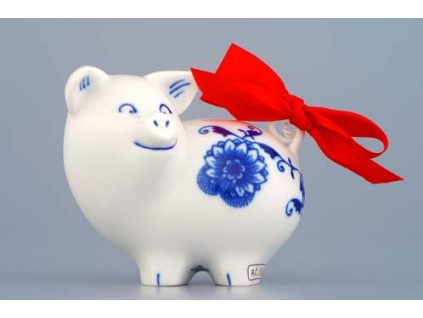 Prasátko 7,2 x 8,2 cm, cibulák, Český porcelán