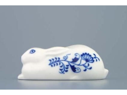Zajíc ležící 10 cm, cibulák, Český porcelán