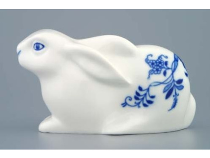Zajíc velikonoční ležící 6,1 x 11,4 cm, cibulák, Český porcelán