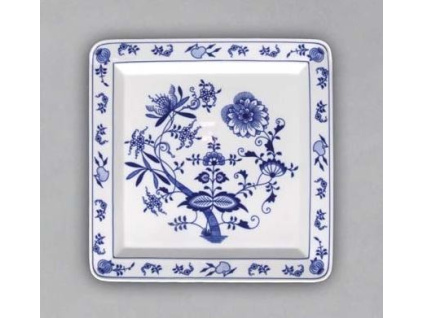 Talíř čtyřhranný 27 cm, cibulák, Český porcelán