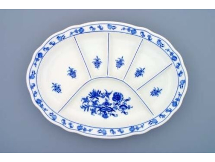 Talíř dělený 34,8 x 25 cm, cibulák, Český porcelán