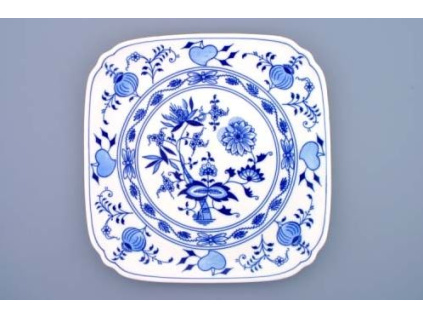 Talíř hranatý 29 cm, cibulák, Český porcelán