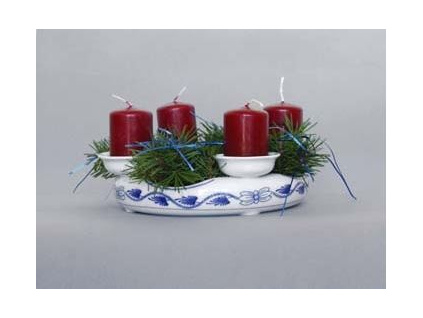 Svícen adventní, 10 cm, cibulák, Český porcelán