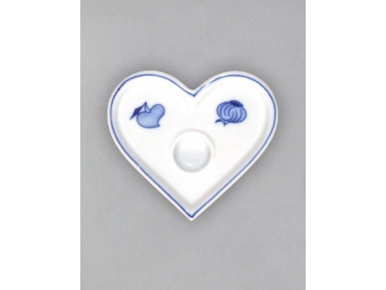 Svícen plochý srdíčko 93 x 88 x 22 mm, cibulák, Český porcelán