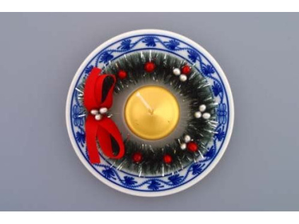 Svícen vánoční, 13 cm, cibulák, Český porcelán
