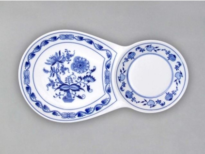 Snídaňový tácek dvojitý 29,8 cm x 16,7 cm, cibulák, Český porcelán