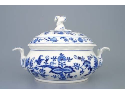 Mísa zeleninová kulatá s víkem bez výřezu, 2,00 l, cibulák, Český porcelán