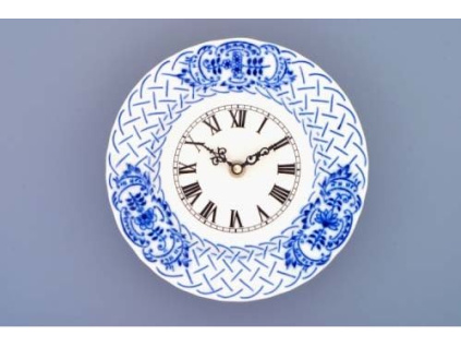 Hodiny reliéfní / se strojkem, 18 cm, cibulák, Český porcelán