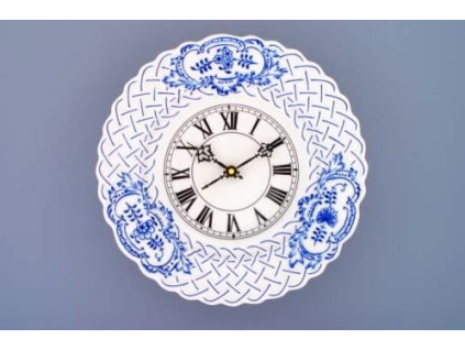 Hodiny reliéfní / se strojkem, 27 cm, cibulák, Český porcelán