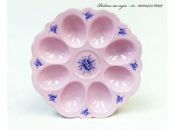 Podnos na vejce, růžový porcelán