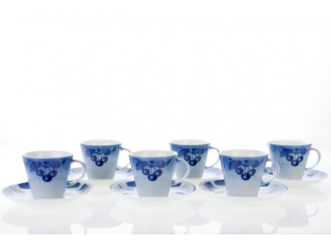 šálky a podšálky modré třešně tom 200 ml český porcelán