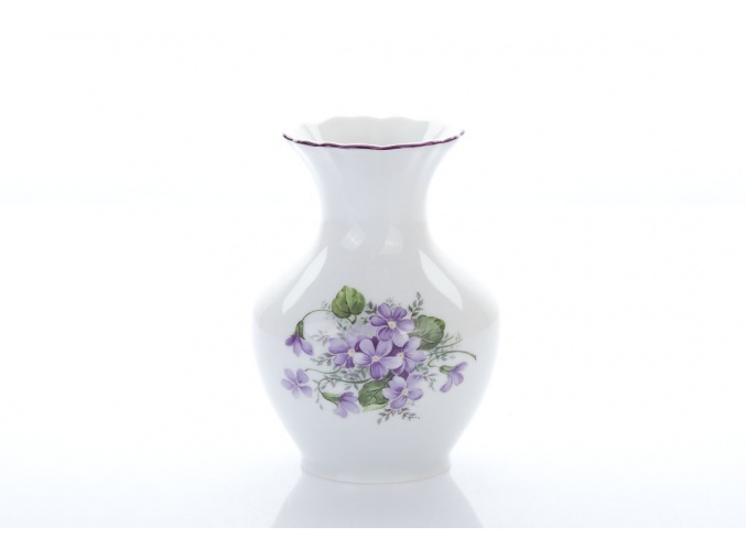 porcelánová váza v dekoru fialek 135 mm český porcelán