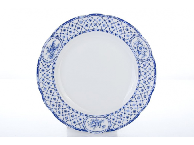 mělký porcelánový talíř 25 cm rose modrá stuha thun procelánový svět
