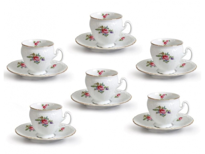 kávové šálky český porcelán Bernadotte zahradní květy 170 ml thun 6 d.
