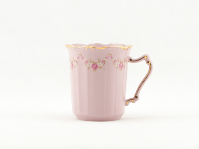Šálek Amis 0,25 l, kytičky, růžový porcelán, Leander