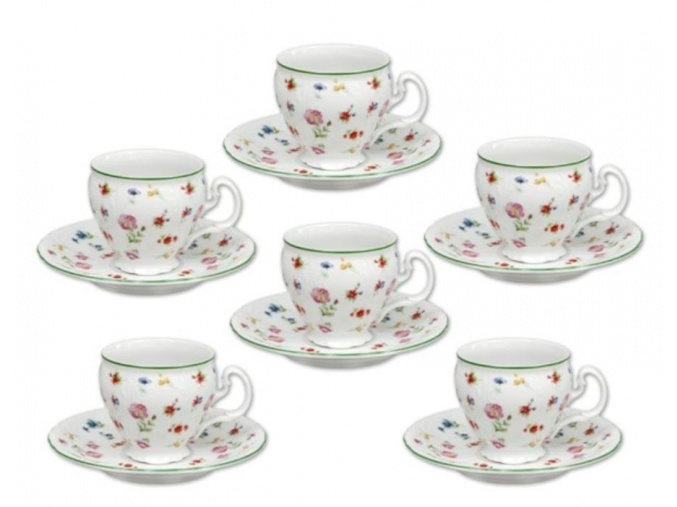 šálky s podšálekm Bernadotte luční květy 240 ml porcelán Thun