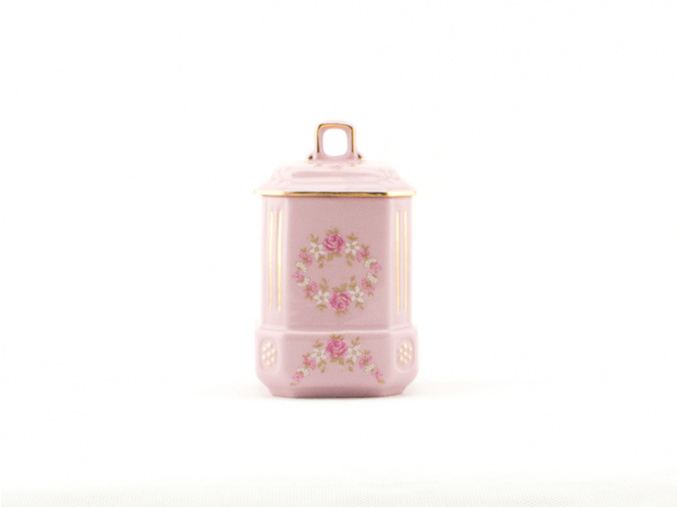 Kořenka 11 cm, růžový porcelán, kytičky, Leander