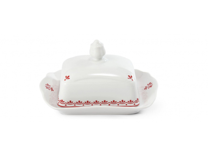 Máslenka, 250 g, český porcelán, Hyggeline, červená, Leander