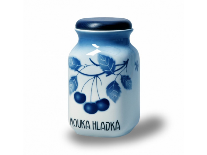 Dóza, porcelán, mouka hladká, modré třešně, Thun, 1 l