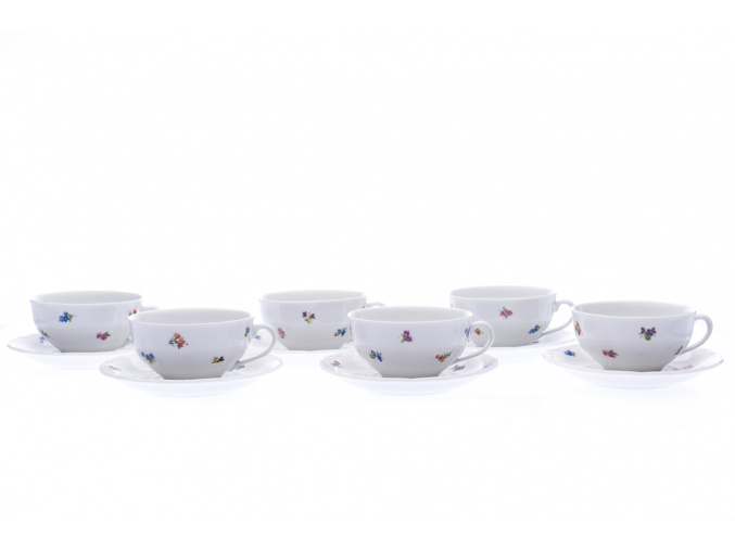 Sada šálků s podšálkem na čaj, český porcelán, 250 ml, Verona, házenka, G. Benedikt